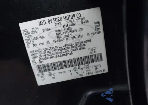 2010 Ford Edge Limited z USA, uszkodzony, nr VIN 2FMDK4KC9ABB56835